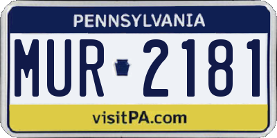 PA license plate MUR2181