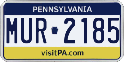 PA license plate MUR2185