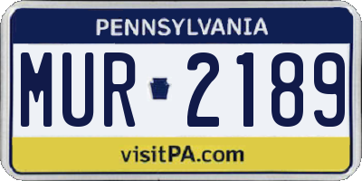 PA license plate MUR2189