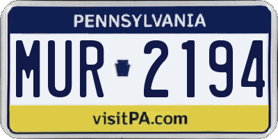 PA license plate MUR2194