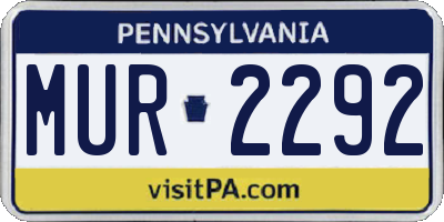 PA license plate MUR2292