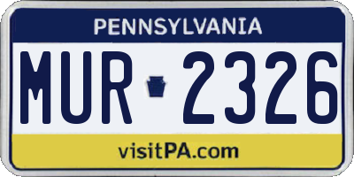 PA license plate MUR2326