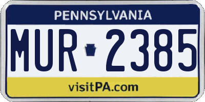PA license plate MUR2385