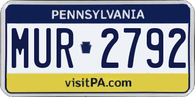 PA license plate MUR2792