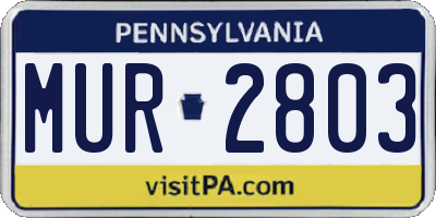 PA license plate MUR2803