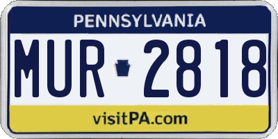 PA license plate MUR2818