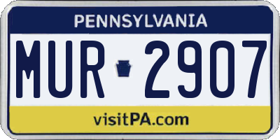 PA license plate MUR2907