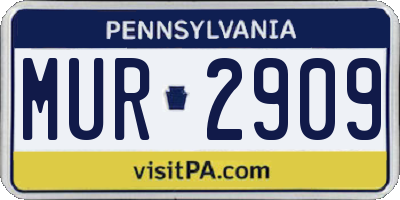 PA license plate MUR2909