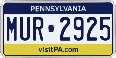 PA license plate MUR2925