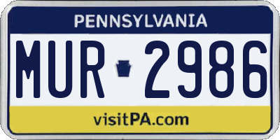 PA license plate MUR2986