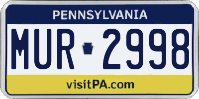 PA license plate MUR2998