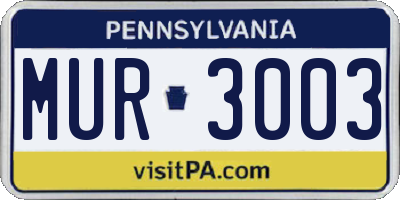 PA license plate MUR3003