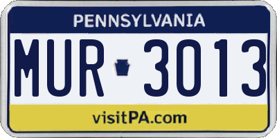 PA license plate MUR3013