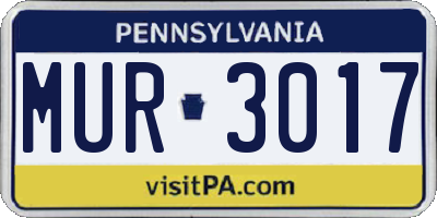 PA license plate MUR3017
