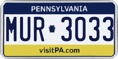 PA license plate MUR3033