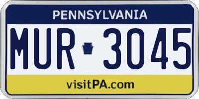 PA license plate MUR3045