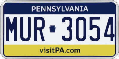 PA license plate MUR3054