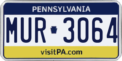 PA license plate MUR3064