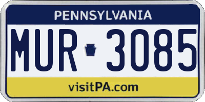 PA license plate MUR3085