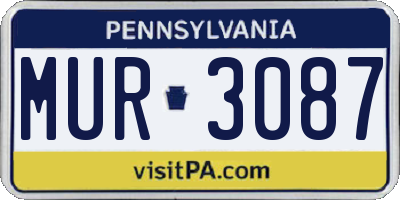 PA license plate MUR3087