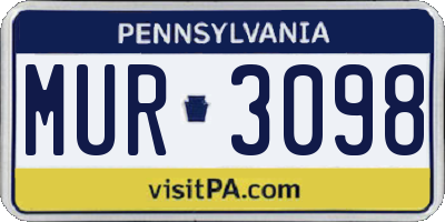 PA license plate MUR3098