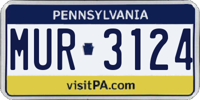 PA license plate MUR3124