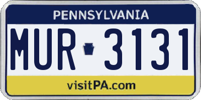 PA license plate MUR3131