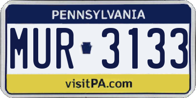 PA license plate MUR3133