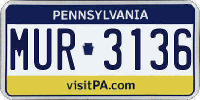 PA license plate MUR3136