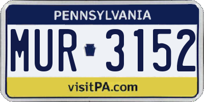 PA license plate MUR3152
