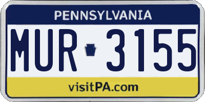 PA license plate MUR3155
