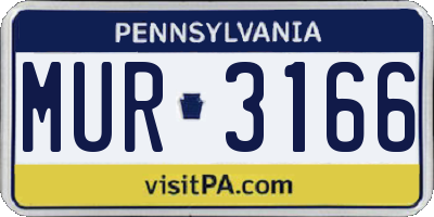 PA license plate MUR3166