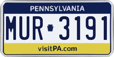 PA license plate MUR3191