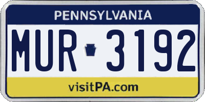 PA license plate MUR3192
