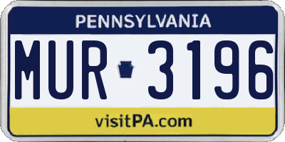 PA license plate MUR3196
