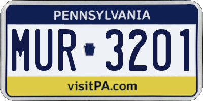 PA license plate MUR3201