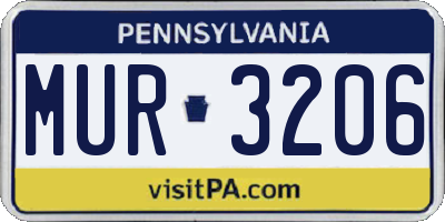 PA license plate MUR3206