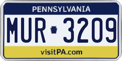 PA license plate MUR3209