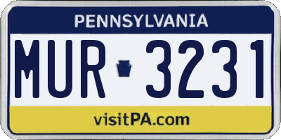 PA license plate MUR3231