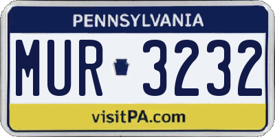 PA license plate MUR3232