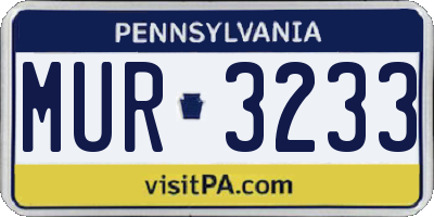 PA license plate MUR3233