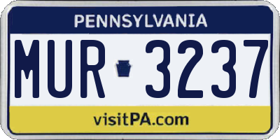 PA license plate MUR3237