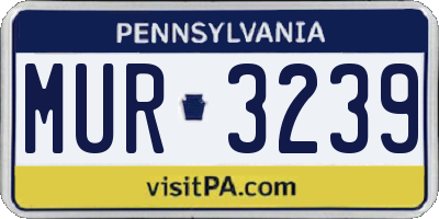 PA license plate MUR3239