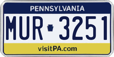 PA license plate MUR3251