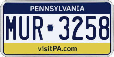 PA license plate MUR3258