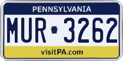 PA license plate MUR3262
