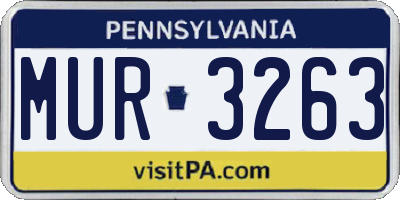 PA license plate MUR3263