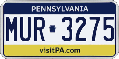 PA license plate MUR3275