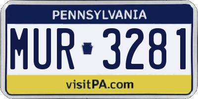 PA license plate MUR3281