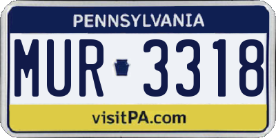 PA license plate MUR3318